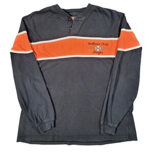 Vintage Biker Design Mens Long Sleeve Buffalo Chip Sturgis 2002 Graphic Tee L